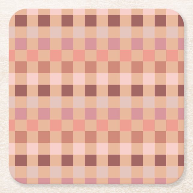 Porta-copo De Papel Quadrado Peach Fuzz Checkerboard (Frente)