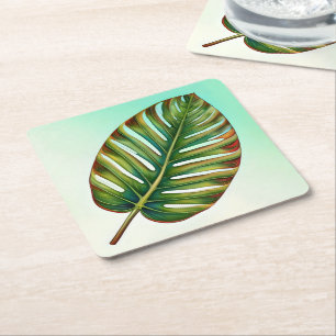 Porta-copo De Papel Quadrado Pêd Tropical Amarelo Amarelo Verde de Aquarela