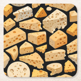 Porta-copo De Papel Quadrado Pedaços de Queijo Com Buracos Naturais Padrão Fofo