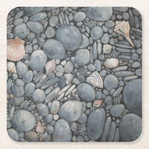 Porta-copo De Papel Quadrado Pedra Praia Pebbles Rochas