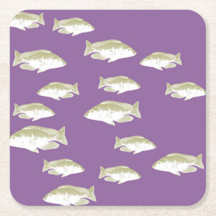 Porta-copo De Papel Quadrado Peixe em roxo