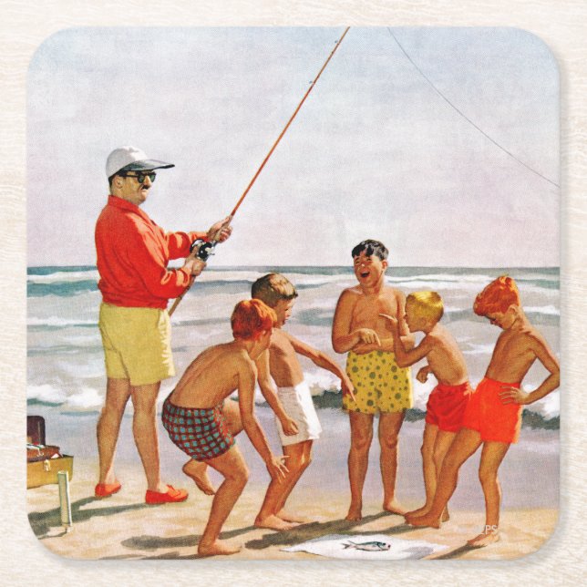 Porta-copo De Papel Quadrado Peixe Grande e Polonês de Richard Sargent (Frente)