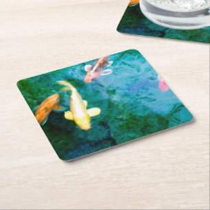 Porta-copo De Papel Quadrado Peixe Koi