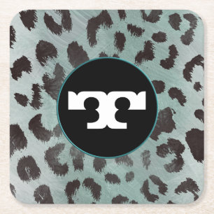 Porta-copo De Papel Quadrado Pele de leopardo no Mar Azul Tangerina