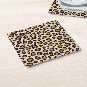 Porta-copo De Papel Quadrado Pele-Pele-Leopardo Padrão
