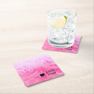 Porta-copo De Papel Quadrado Peles finas de Felpudo Rosa Quente