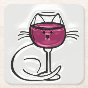 Porta-copo De Papel Quadrado Pelo amor de Portas copos de vinho e de gatos
