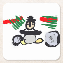 Porta-copo De Papel Quadrado Penguin rock Christmas 