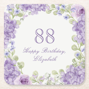 Porta-copo De Papel Quadrado Penteador de papel para aniversário de 88 anos Flo