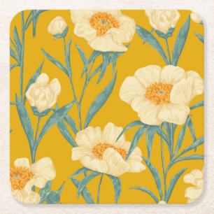 Porta-copo De Papel Quadrado Peônia Claire de Lune Vintage