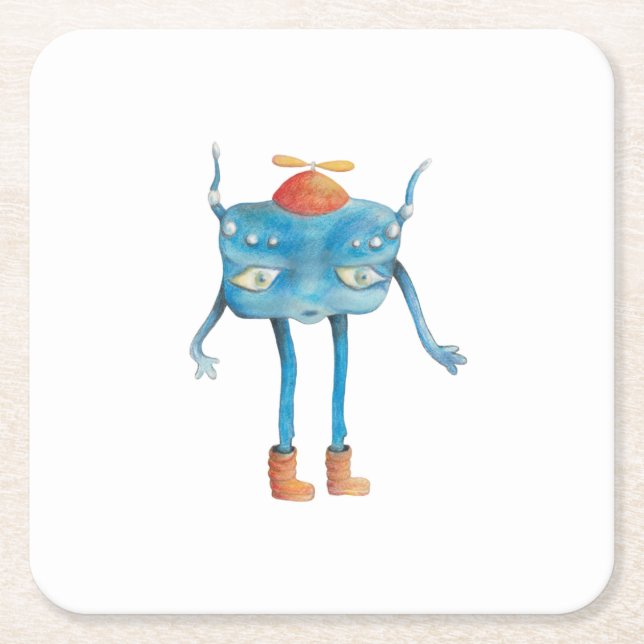 Porta-copo De Papel Quadrado Pequena Alienígena Pi (Frente)