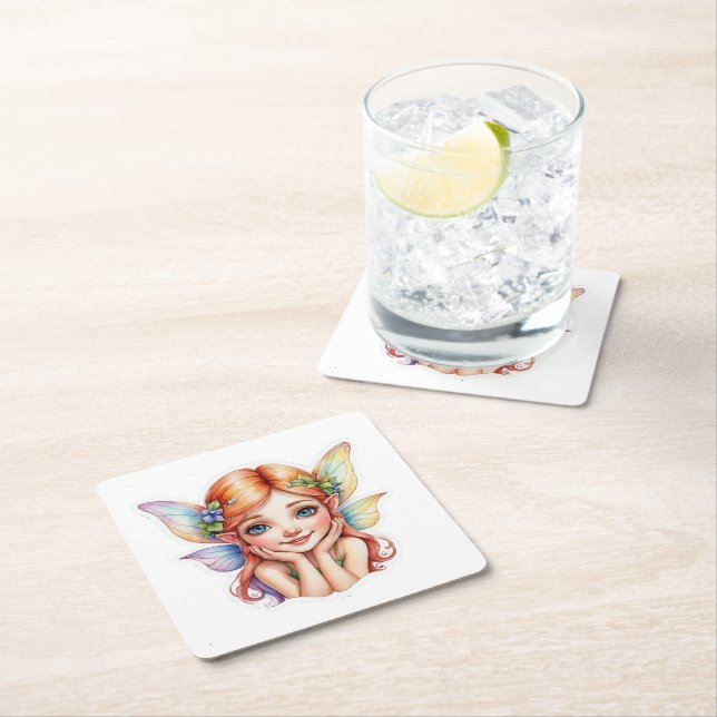 Porta-copo De Papel Quadrado Pequena Fada 1 (Insitu)