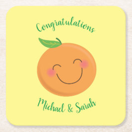 Porta-copo De Papel Quadrado Pequeno Chá de fraldas de Tangerina Cutie