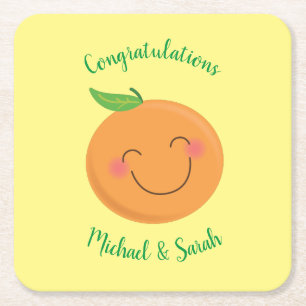 Porta-copo De Papel Quadrado Pequeno Chá de fraldas de Tangerina Cutie