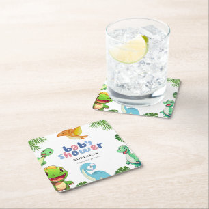 Porta-copo De Papel Quadrado Pequeno Chá de fraldas Dino Bonito