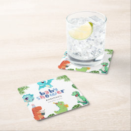Porta-copo De Papel Quadrado Pequeno Chá de fraldas Dino Bonito