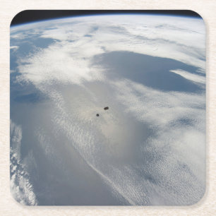 Porta-copo De Papel Quadrado Pequenos Satélites Orbitam Acima De Uma Parte Da T