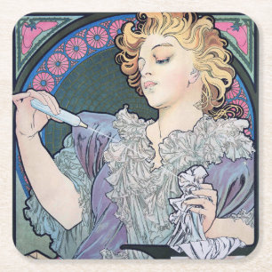 Porta-copo De Papel Quadrado Perfume, Alphonse Mucha