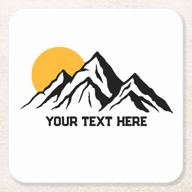 Porta-copo De Papel Quadrado Personalização da Natureza da Pintura nas Montanha (Frente)
