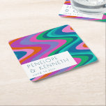 Porta-copo De Papel Quadrado Personalização de Casamento Retroativo Verde Color<br><div class="desc">Porta copos de Papel Quadrado Personalizado de Casamento Retroativo Verde Colorido</div>