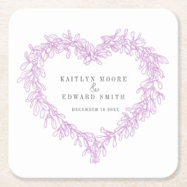 Porta-copo De Papel Quadrado Personalização do casamento no inverno roxo de art