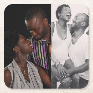 Porta-copo De Papel Quadrado Personalizada frente e verso de 2 fotos