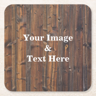Porta-copo De Papel Quadrado Personalizado com Sua Própria Foto em Madeira