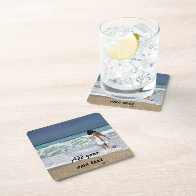 Porta-copo De Papel Quadrado Personalizado. Foto e texto. (Insitu)