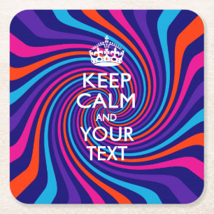Porta-copo De Papel Quadrado Personalizado MANTENHA A CALMA E o seu texto para