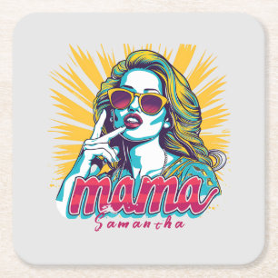 Porta-copo De Papel Quadrado Personalizado Retro Mama Pop Art (5)