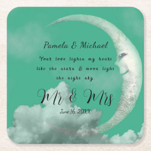 Porta-copo De Papel Quadrado Personalizado Seu Amor Ilumina Meu Coração