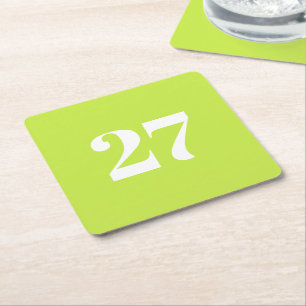 Porta-copo De Papel Quadrado Personalizar com verde limão inicial de número d