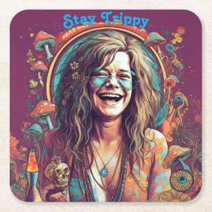 Porta-copo De Papel Quadrado Personalizar Hippie Boho Personalizar Vibes do Tri
