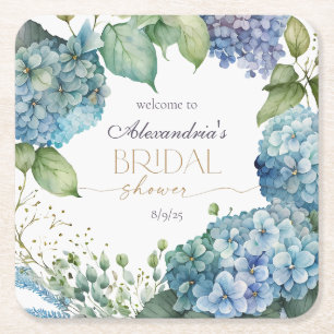 Porta-copo De Papel Quadrado Personalizar Hydrangeas Azuis do Chá de panela Bem