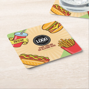 Porta-copo De Papel Quadrado Personalizar logotipo de empresa Tema Hotdog do