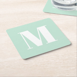 Porta-copo De Papel Quadrado Personalizar o monograma da horta do mar verde ini