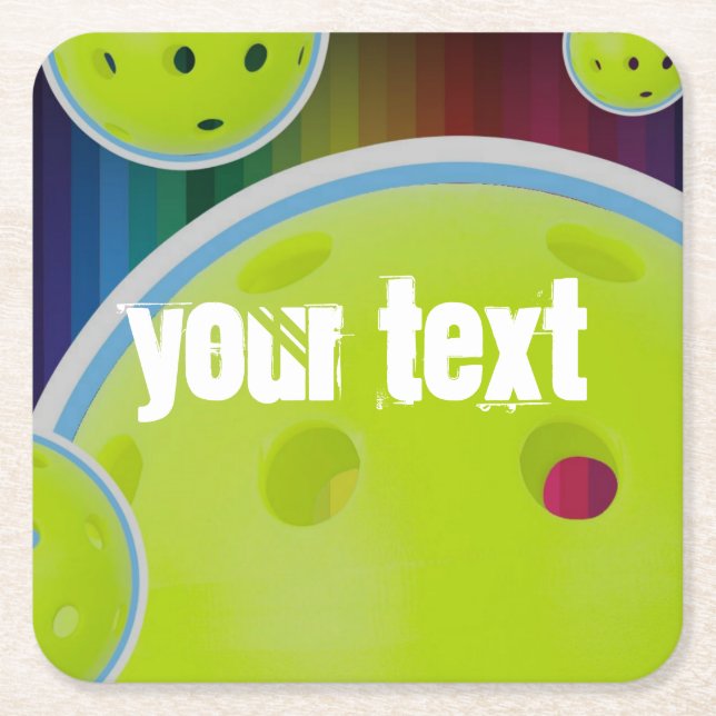 Porta-copo De Papel Quadrado Personalizar Pickleball Personalizar Diversão da B (Frente)