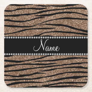 Porta-copo De Papel Quadrado Personalize as listras marrons conhecidas da zebra