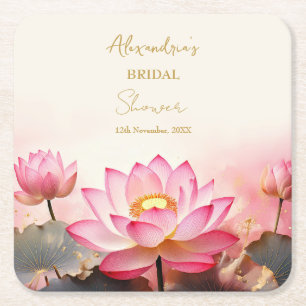 Porta-copo De Papel Quadrado Personalize Noiva Rosa Lotus No 2