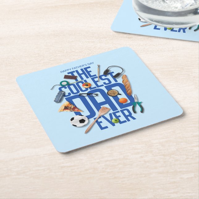 Porta-copo De Papel Quadrado Personalize O Pai Mais Legal Do Mundo (Inclinado)