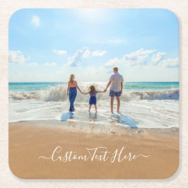 Porta-copo De Papel Quadrado Personalize Seu Texto de Foto em Papel Coasters Pe