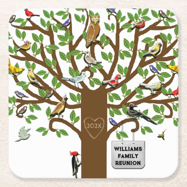 Porta-copo De Papel Quadrado Personalized Family Reunion (Frente)