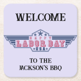 Porta-copo De Papel Quadrado Personalized Happy Labor Day
