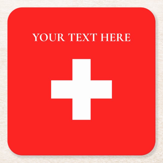 Porta-copo De Papel Quadrado Personalized Switzerland Flag Schweiz Swiss Europe (Frente)