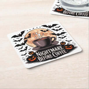 Porta-copo De Papel Quadrado Pesadelo Antes Do Café Halloween