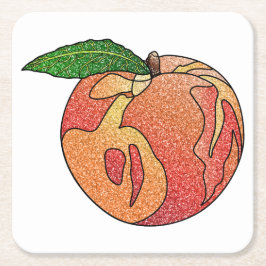 Porta-copo De Papel Quadrado Pêssego com brilho