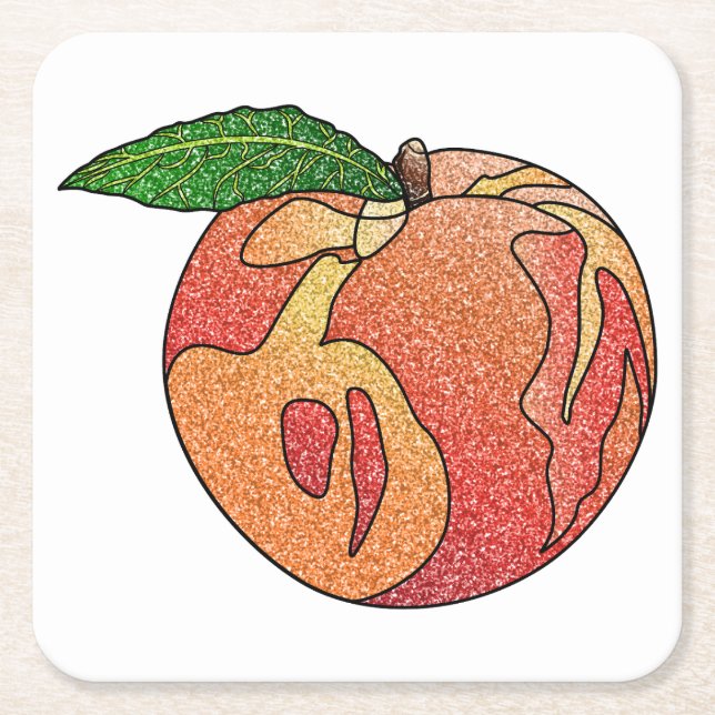 Porta-copo De Papel Quadrado Pêssego com brilho (Frente)