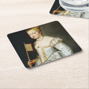 Porta-copo De Papel Quadrado Peter Paul Rubens Retrato de uma Senhora