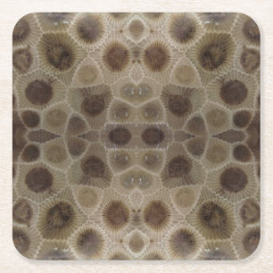 Porta-copo De Papel Quadrado Petoskey Stone Michigan State stone fóssil