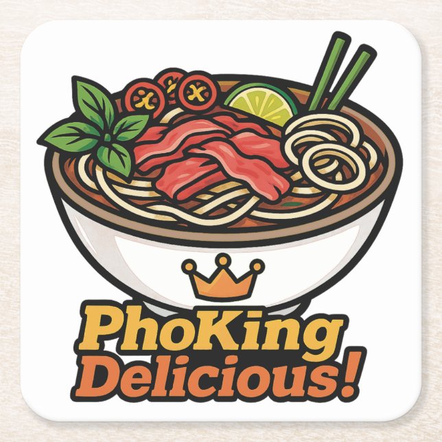 Porta-copo De Papel Quadrado Pho king Delicious! (Frente)